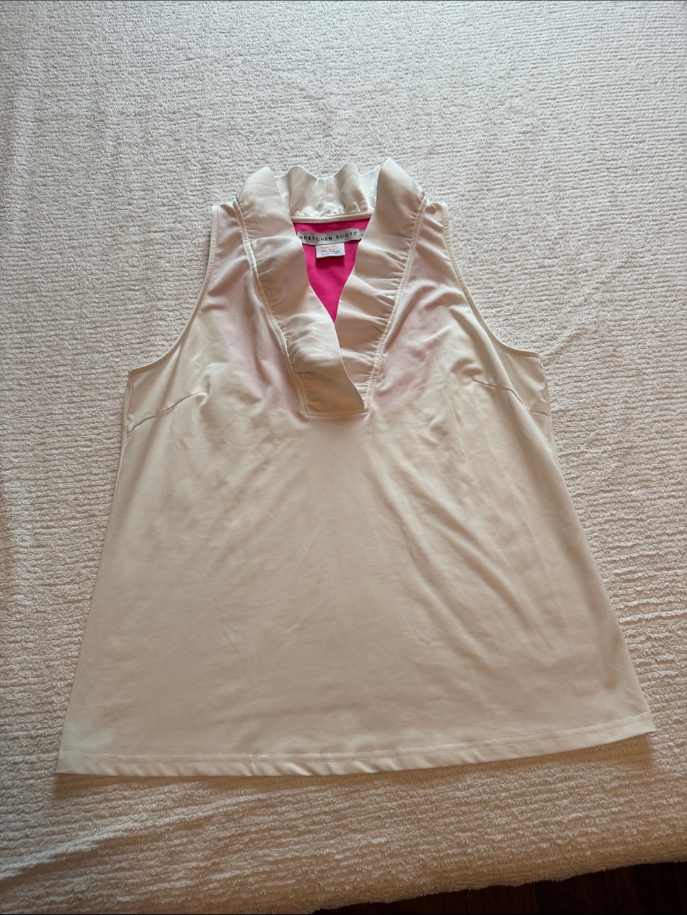 Gretchen Scott Designs Cream Ruffle V-Neck Sleeveless Top